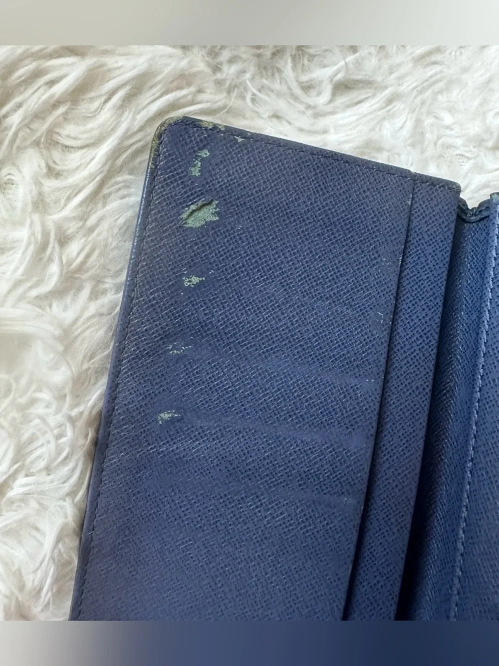 Louis Vuitton Blue Epi Leather Long Wallet with Embossed LV